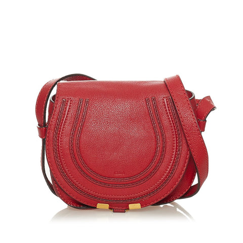 クロエ マーシー 01-12-60-65 レッド レザー ショルダーバッグ レディース Chloe 【中古】