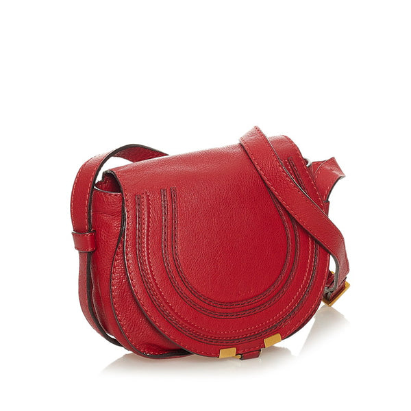 クロエ マーシー 01-12-60-65 レッド レザー ショルダーバッグ レディース Chloe 【中古】