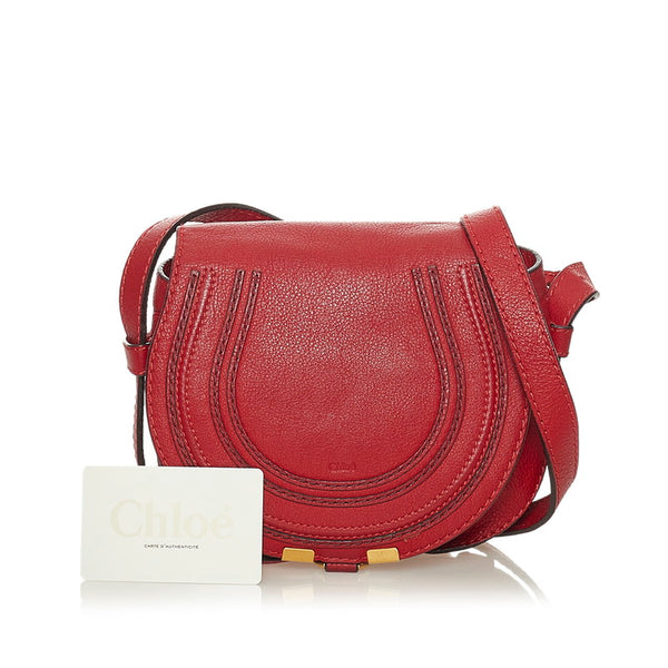 クロエ マーシー 01-12-60-65 レッド レザー ショルダーバッグ レディース Chloe 【中古】