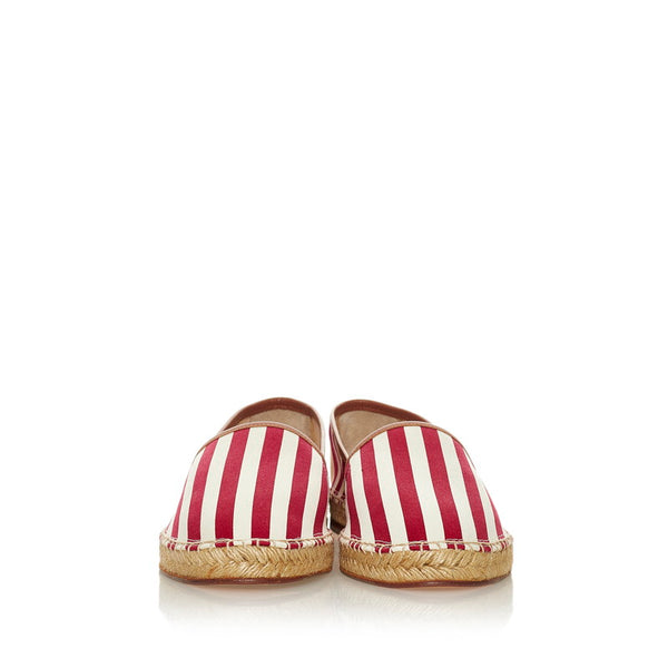 ドルチェアンドガッバーナ エスパドリーユ ストライプ スリッポン ホワイト レッド キャンバス メンズ DOLCE&GABBANA 【中古】