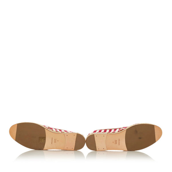 ドルチェアンドガッバーナ エスパドリーユ ストライプ スリッポン ホワイト レッド キャンバス メンズ DOLCE&GABBANA 【中古】