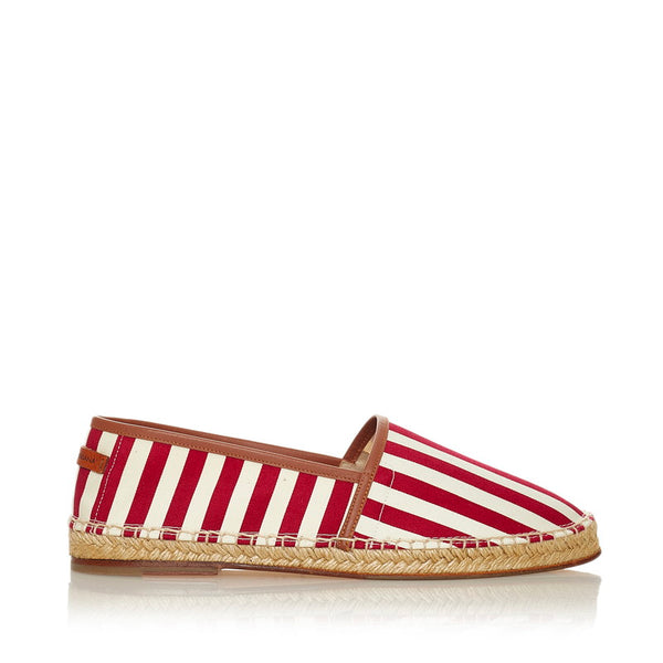 ドルチェアンドガッバーナ エスパドリーユ ストライプ スリッポン ホワイト レッド キャンバス メンズ DOLCE&GABBANA 【中古】