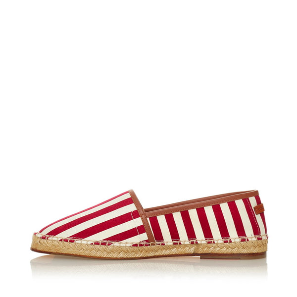 ドルチェアンドガッバーナ エスパドリーユ ストライプ スリッポン ホワイト レッド キャンバス メンズ DOLCE&GABBANA 【中古】