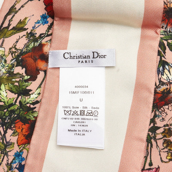 クリスチャンディオール ツイリー フラワーモチーフ ピンク シルク スカーフ レディース Christian Dior 【中古】