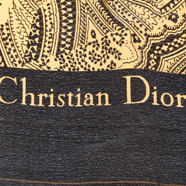 ディオール スカーフ イエロー ブラック シルク レディース Dior 【中古】