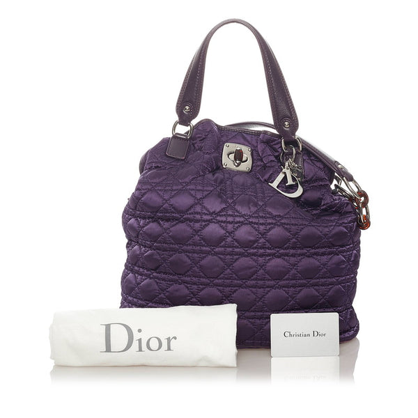 ディオール カナージュ パープル ナイロン レザー ハンドバッグ チェーンショルダーバッグ 2WAY レディース Dior 【中古】