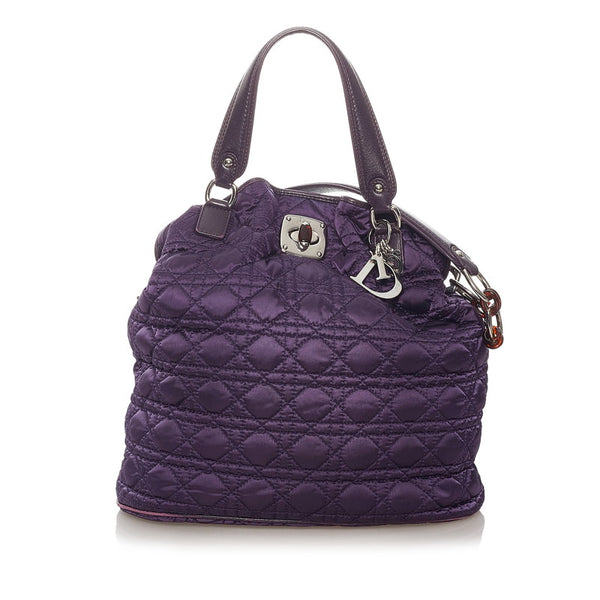 ディオール カナージュ パープル ナイロン レザー ハンドバッグ チェーンショルダーバッグ 2WAY レディース Dior 【中古】