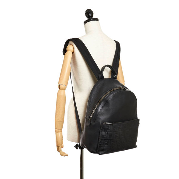 フェンディ 7VZ012 ブラック レザー リュック バックパック メンズ FENDI 【中古】