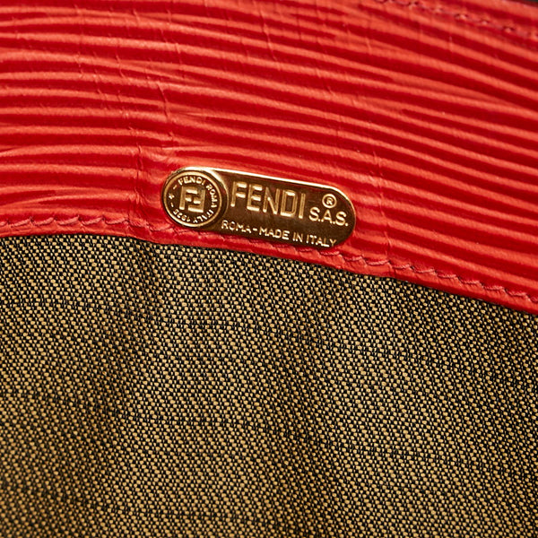 フェンディ ブラウン レッド キャンバス レザー ハンドバッグ レディース FENDI 【中古】