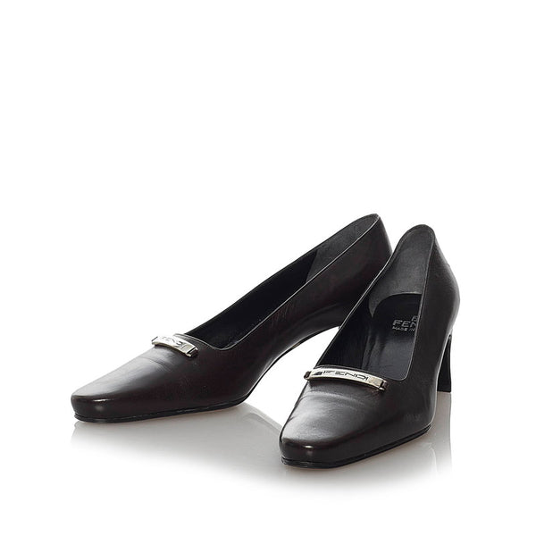 フェンディ パンプス ブラウン レザー レディース FENDI 【中古】