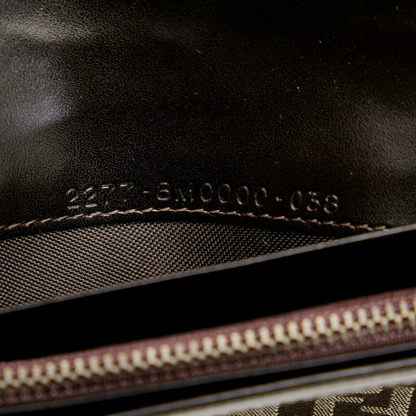 フェンディ ズッキーノ 8M0000 ブラウン ベージュ キャンバス レザー 長財布 レディース FENDI 【中古】