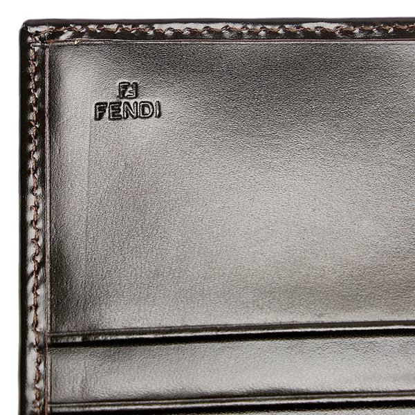 フェンディ ズッキーノ 8M0000 ブラウン ベージュ キャンバス レザー 長財布 レディース FENDI 【中古】