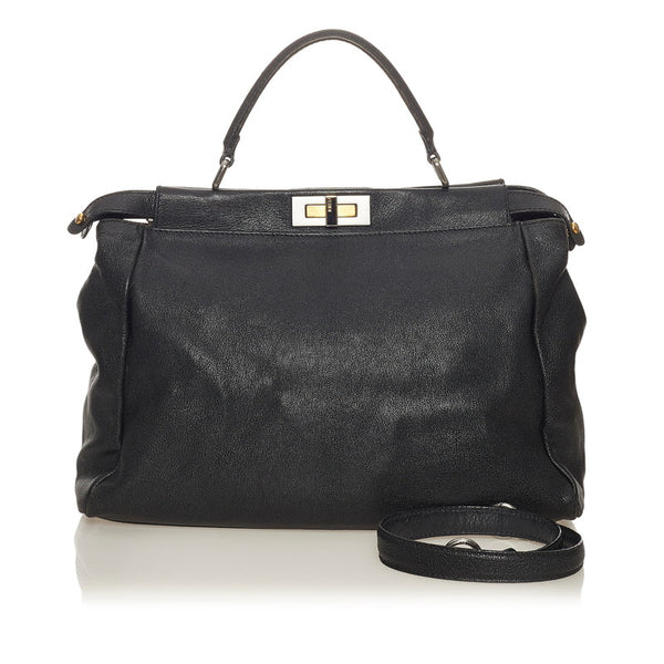 フェンディ ピーカブー ハンドバッグ ショルダーバッグ 2WAY 8BN210 ブラック レザー レディース FENDI 【中古】
