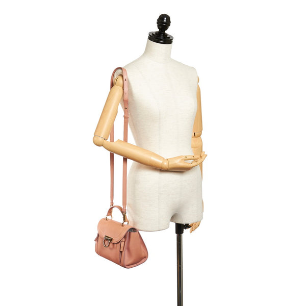 サルヴァトーレフェラガモ ガンチーニ FZ-21 G 973 ピンク レザー ハンドバッグ ショルダーバッグ 2WAY レディース Salvatore Ferragamo 【中古】