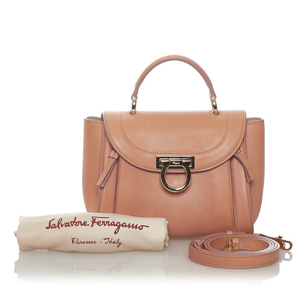 サルヴァトーレフェラガモ ガンチーニ FZ-21 G 973 ピンク レザー ハンドバッグ ショルダーバッグ 2WAY レディース Salvatore Ferragamo 【中古】