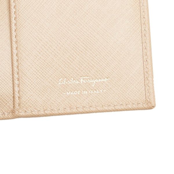 サルヴァトーレフェラガモ ヴァラリボン IY-22 B559 ベージュ レザー 長財布 レディース Salvatore Ferragamo 【中古】