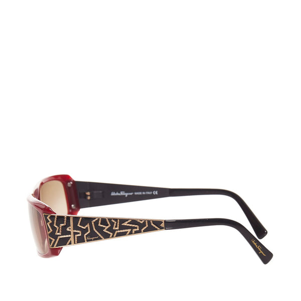 サルヴァトーレフェラガモ サングラス ワインレッド ブラック プラスチック レディース Salvatore Ferragamo 【中古】