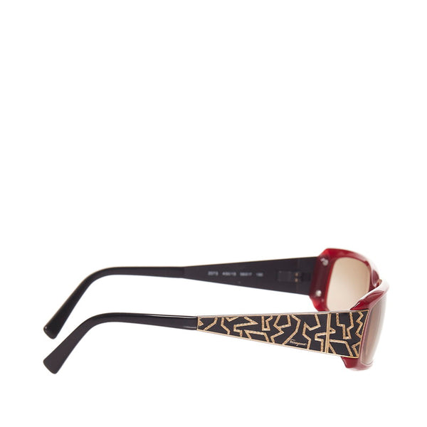 サルヴァトーレフェラガモ サングラス ワインレッド ブラック プラスチック レディース Salvatore Ferragamo 【中古】