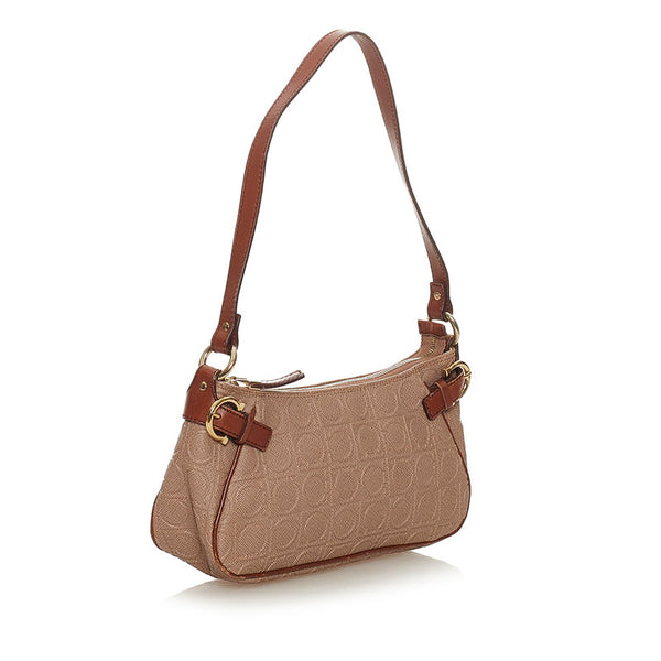 サルヴァトーレフェラガモ ガンチーニ ショルダーバッグ AU-21 4435 ベージュ ブラウン PVC レザー レディース Salvatore Ferragamo 【中古】