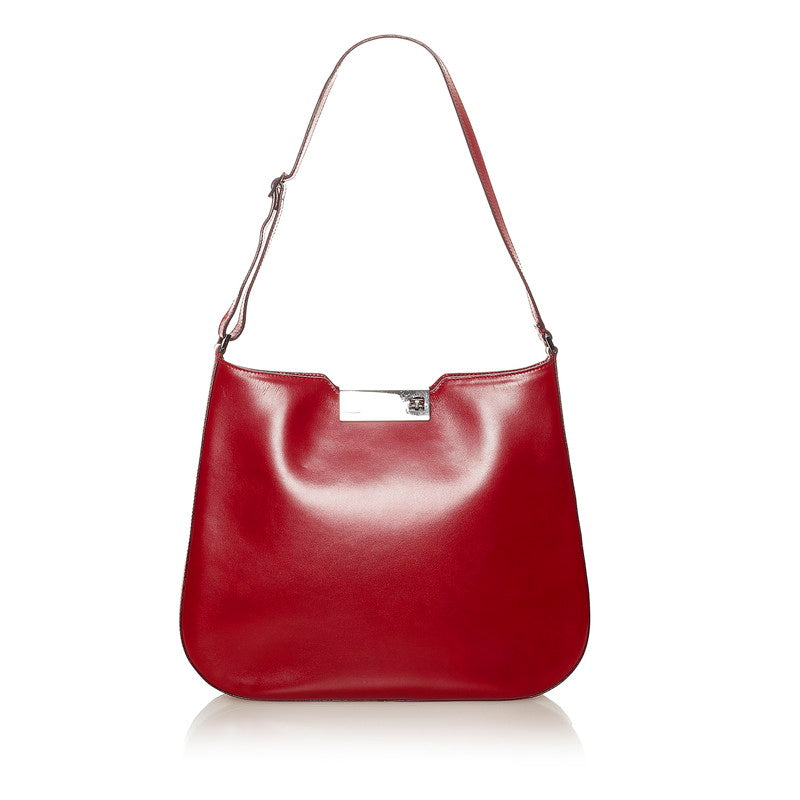 サルヴァトーレフェラガモ ガンチーニ DY-21 0714 レッド レザー ワンショルダー レディース Salvatore Ferragamo 【中古】