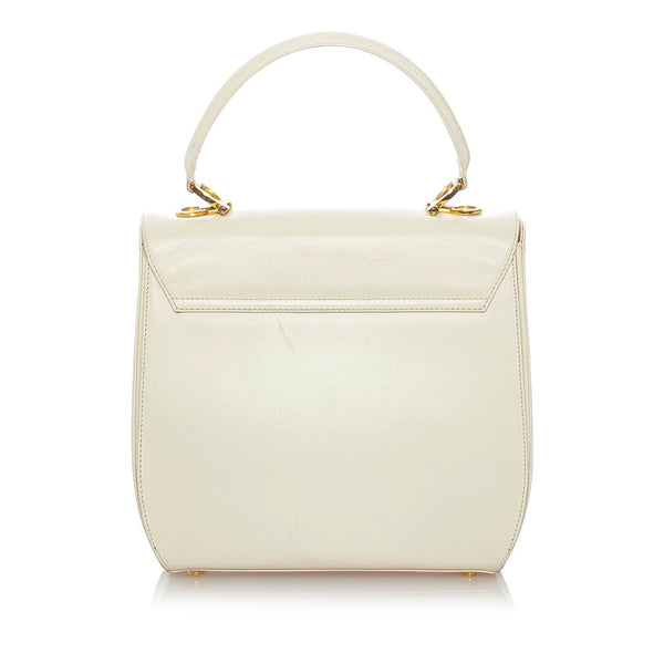 サルヴァトーレフェラガモ ガンチーニ BW-214192 ホワイト レザー ハンドバッグ ショルダーバッグ 2WAY レディース Salvatore Ferragamo 【中古】