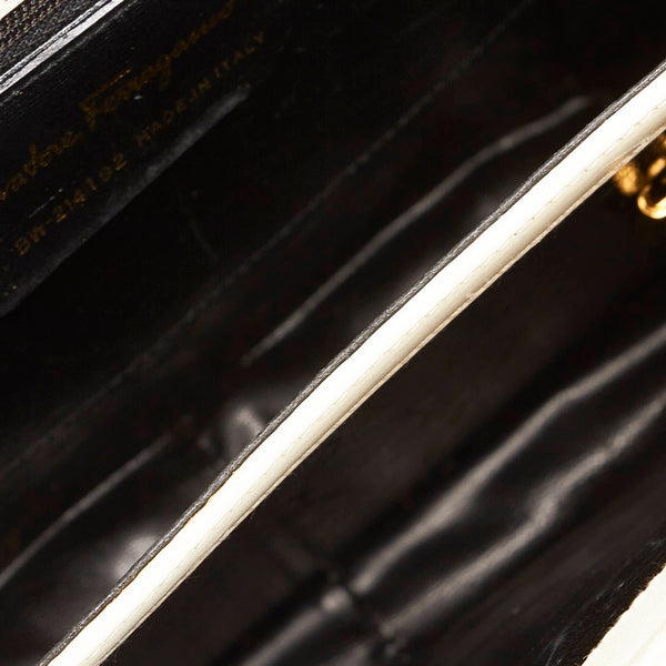 サルヴァトーレフェラガモ ガンチーニ BW-214192 ホワイト レザー ハンドバッグ ショルダーバッグ 2WAY レディース Salvatore Ferragamo 【中古】