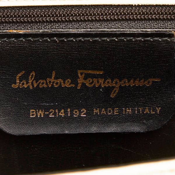 サルヴァトーレフェラガモ ガンチーニ BW-214192 ホワイト レザー ハンドバッグ ショルダーバッグ 2WAY レディース Salvatore Ferragamo 【中古】