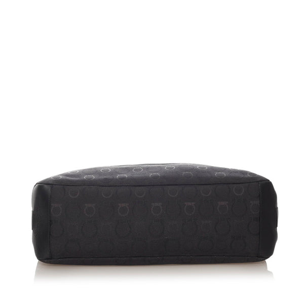 サルヴァトーレフェラガモ ガンチーニ EX-21 5378 ブラック キャンバス レザー ショルダーバッグ レディース Salvatore Ferragamo 【中古】