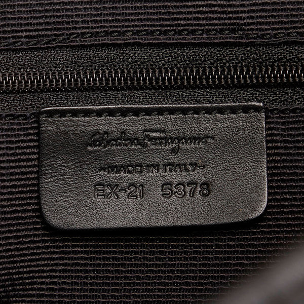 サルヴァトーレフェラガモ ガンチーニ EX-21 5378 ブラック キャンバス レザー ショルダーバッグ レディース Salvatore Ferragamo 【中古】