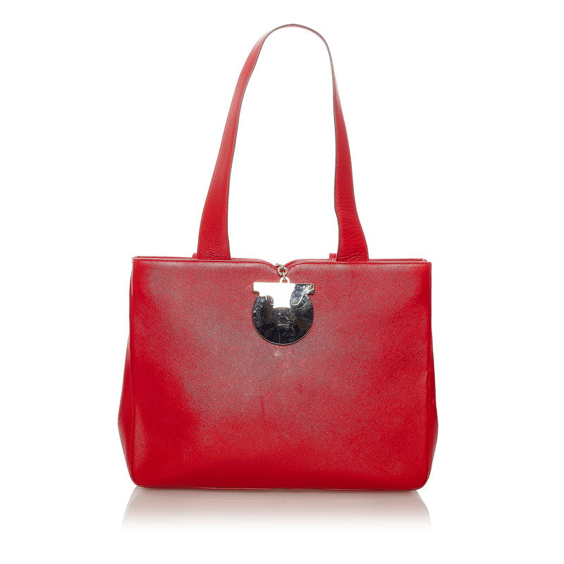 サルヴァトーレフェラガモ ヴァラ リボン ハンドバッグ BA21 8204 レッド レザー レディース Salvatore Ferragamo 【中古】