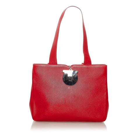 サルヴァトーレフェラガモ ヴァラ リボン ハンドバッグ BA21 8204 レッド レザー レディース Salvatore Ferragamo 【中古】