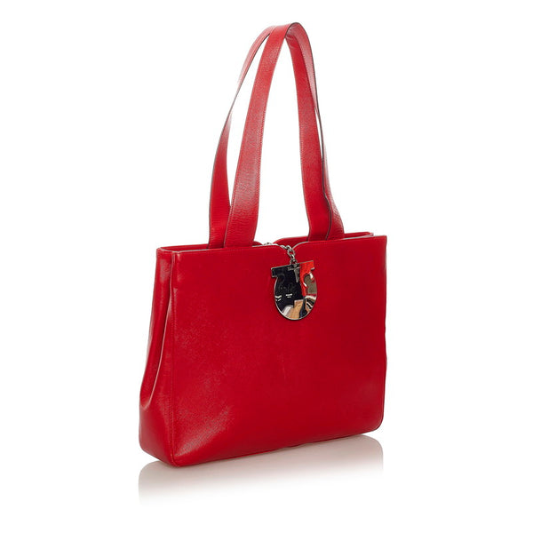 サルヴァトーレフェラガモ ヴァラ リボン ハンドバッグ BA21 8204 レッド レザー レディース Salvatore Ferragamo 【中古】