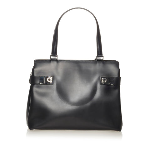 サルヴァトーレフェラガモ ガンチーニ DY-21 0166 ブラック レザー ハンドバッグ レディース Salvatore Ferragamo 【中古】