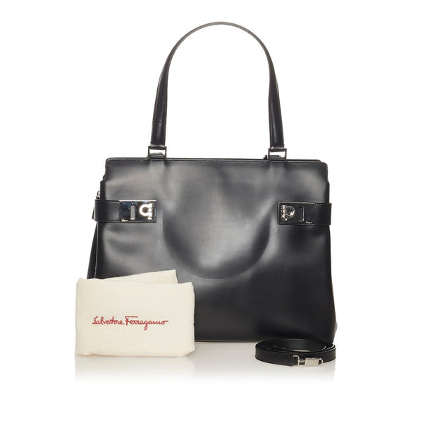 サルヴァトーレフェラガモ ガンチーニ DY-21 0166 ブラック レザー ハンドバッグ レディース Salvatore Ferragamo 【中古】