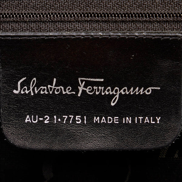 サルヴァトーレフェラガモ ガンチーニ トートバッグ AU-21 7751 グリーン エナメル レディース Salvatore Ferragamo 【中古】