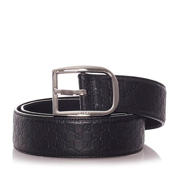 グッチ グッチシマ 449716 ブラック レザー ベルト メンズ GUCCI 【中古】