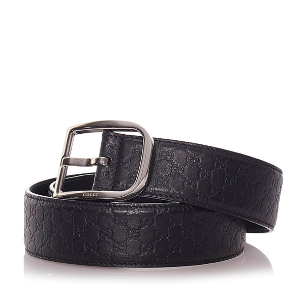 グッチ グッチシマ 449716 ブラック レザー ベルト メンズ GUCCI 【中古】