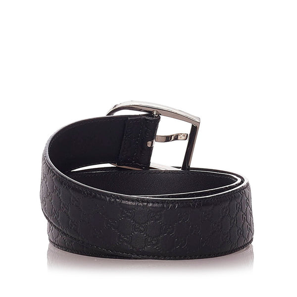 グッチ グッチシマ 449716 ブラック レザー ベルト メンズ GUCCI 【中古】