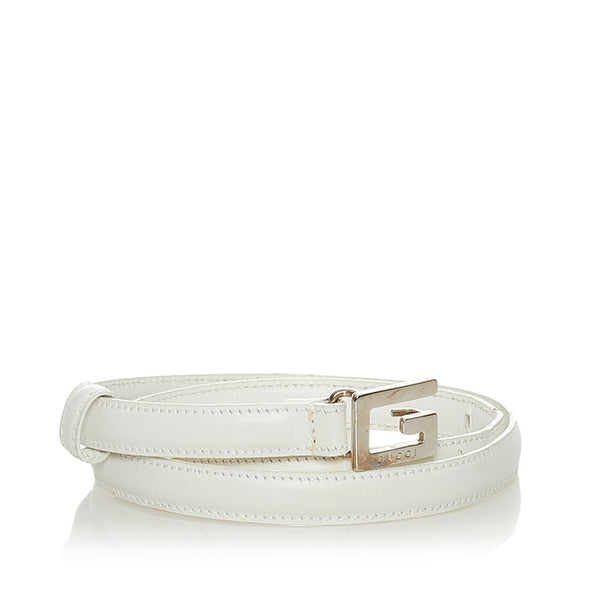 グッチ ベルト 0371316 ホワイト レザー レディース GUCCI 【中古】