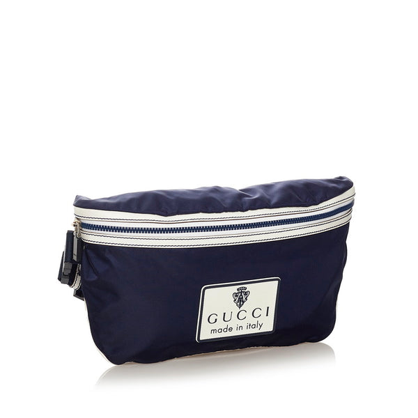 グッチ 211128 ネイビー ホワイト ナイロン ボディバッグ レディース GUCCI 【中古】