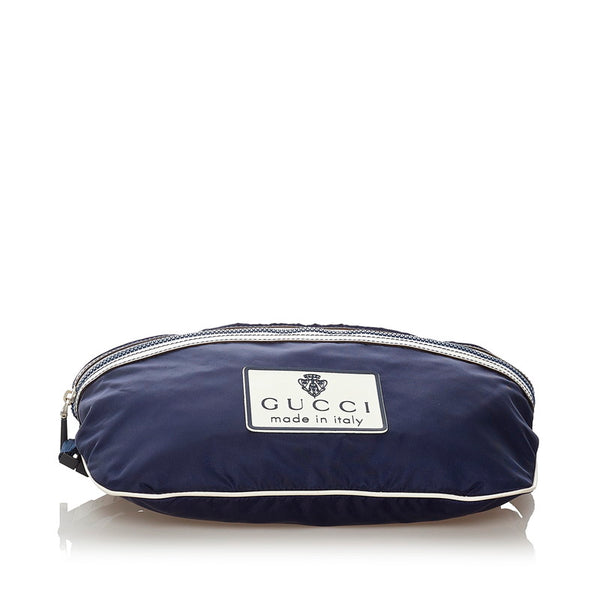 グッチ 211128 ネイビー ホワイト ナイロン ボディバッグ レディース GUCCI 【中古】