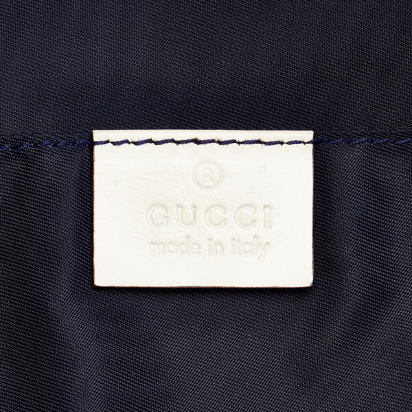 グッチ 211128 ネイビー ホワイト ナイロン ボディバッグ レディース GUCCI 【中古】