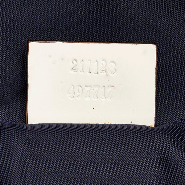 グッチ 211128 ネイビー ホワイト ナイロン ボディバッグ レディース GUCCI 【中古】