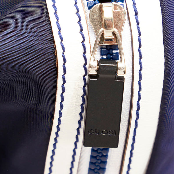 グッチ 211128 ネイビー ホワイト ナイロン ボディバッグ レディース GUCCI 【中古】