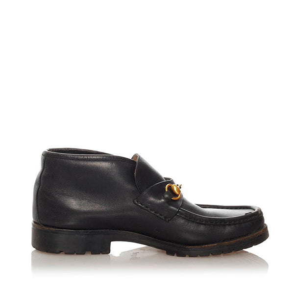 グッチ ホースビット 117 0067  ブラック レザー チャッカブーツ メンズ GUCCI 【中古】