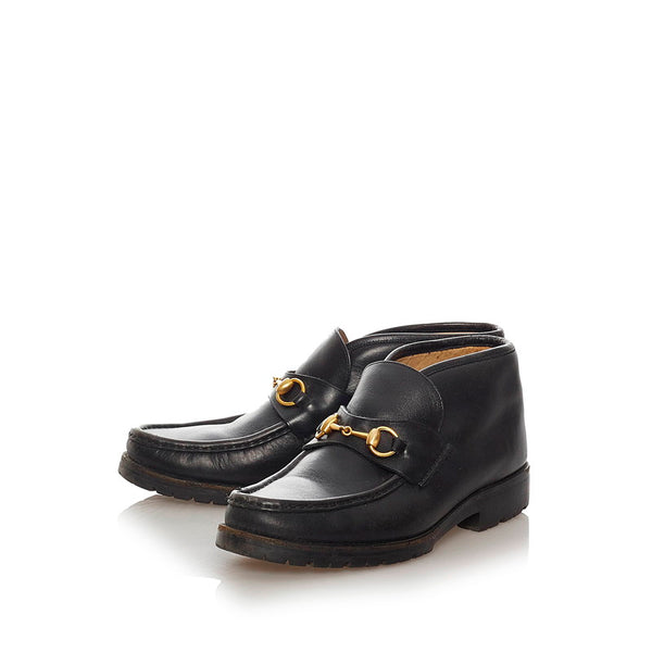 グッチ ホースビット 117 0067  ブラック レザー チャッカブーツ メンズ GUCCI 【中古】