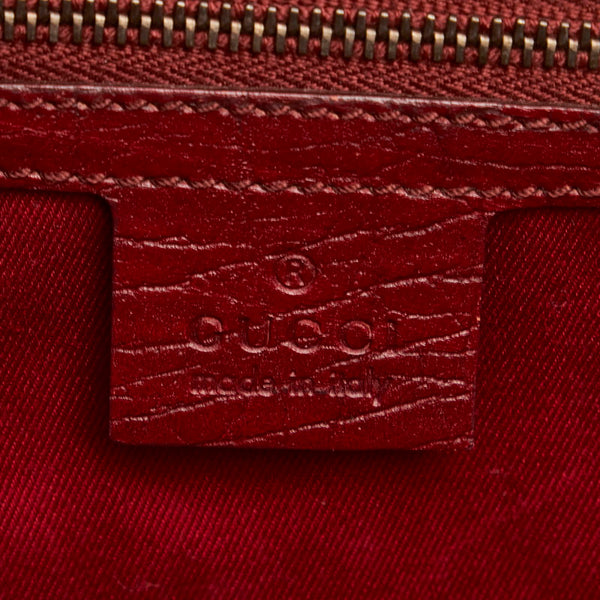グッチ GGキャンバス バンブー 111718 レッド キャンバス レザー ハンドバッグ レディース GUCCI 【中古】