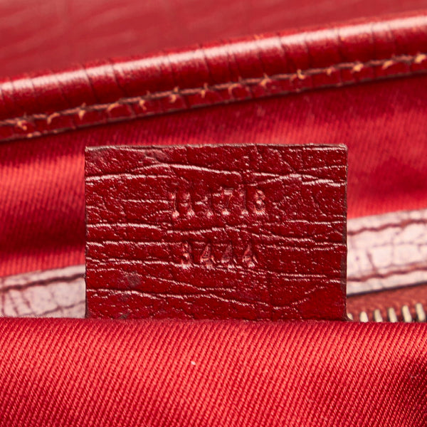 グッチ GGキャンバス バンブー 111718 レッド キャンバス レザー ハンドバッグ レディース GUCCI 【中古】