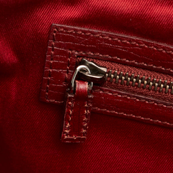 グッチ GGキャンバス バンブー 111718 レッド キャンバス レザー ハンドバッグ レディース GUCCI 【中古】