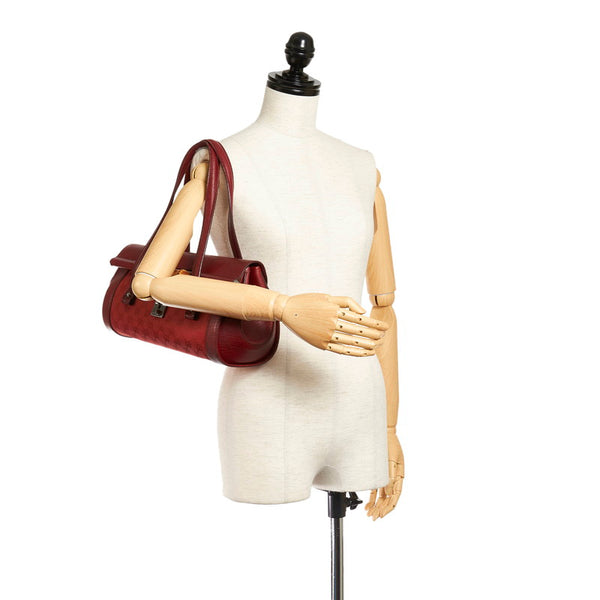 グッチ GGキャンバス バンブー 111718 レッド キャンバス レザー ハンドバッグ レディース GUCCI 【中古】